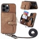 thumbnail image 1 of Funda Tipo Cartera con Correa Cruzada para iPhone 14 Pro Max Protección Contra Golpes Marrón, 1 of 5