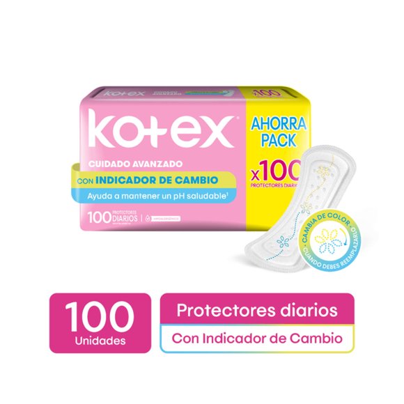 Protectores Femeninos Kotex Diarios Con Indicador de PH, 100 Un