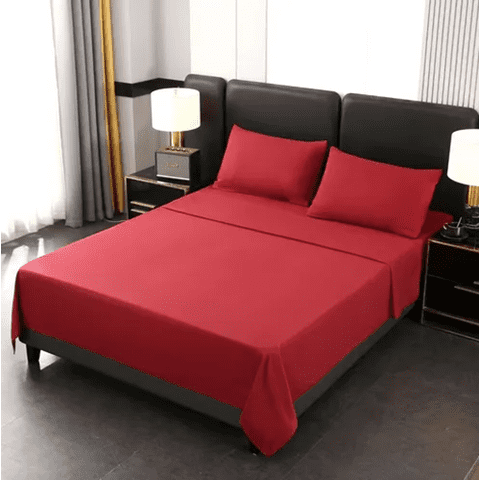 Genérico - Juego Sabanas Bj Hogar 200H 2P 4 Piezas Color Rojo