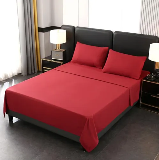 Genérico - Juego Sabanas Bj Hogar 200H 2P 4 Piezas Color Rojo