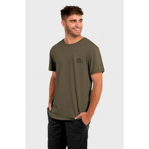 Polera Orgánica Seek And Explore V2 Verde Oliva Hombre Falcone