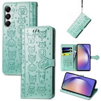 Funda Cartera Foxdock Para Samsung Galaxy A55 5G , Flip Pu Con Relieve De Gatos Y Perros, Tarjetero Y Soporte