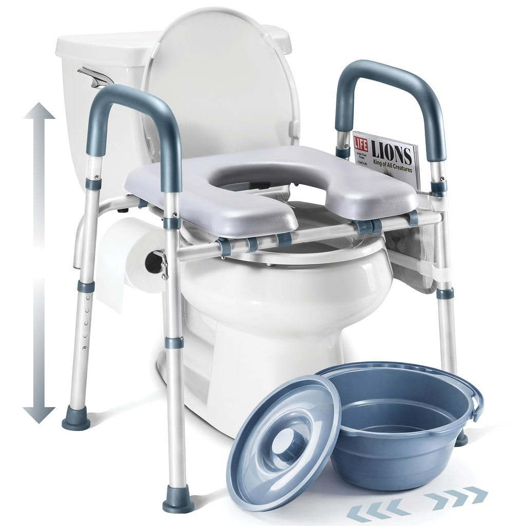 Medical King - Cómoda Elevadora De Asiento De Inodoro Junto A La Cama Para Personas Mayores, Resistente
