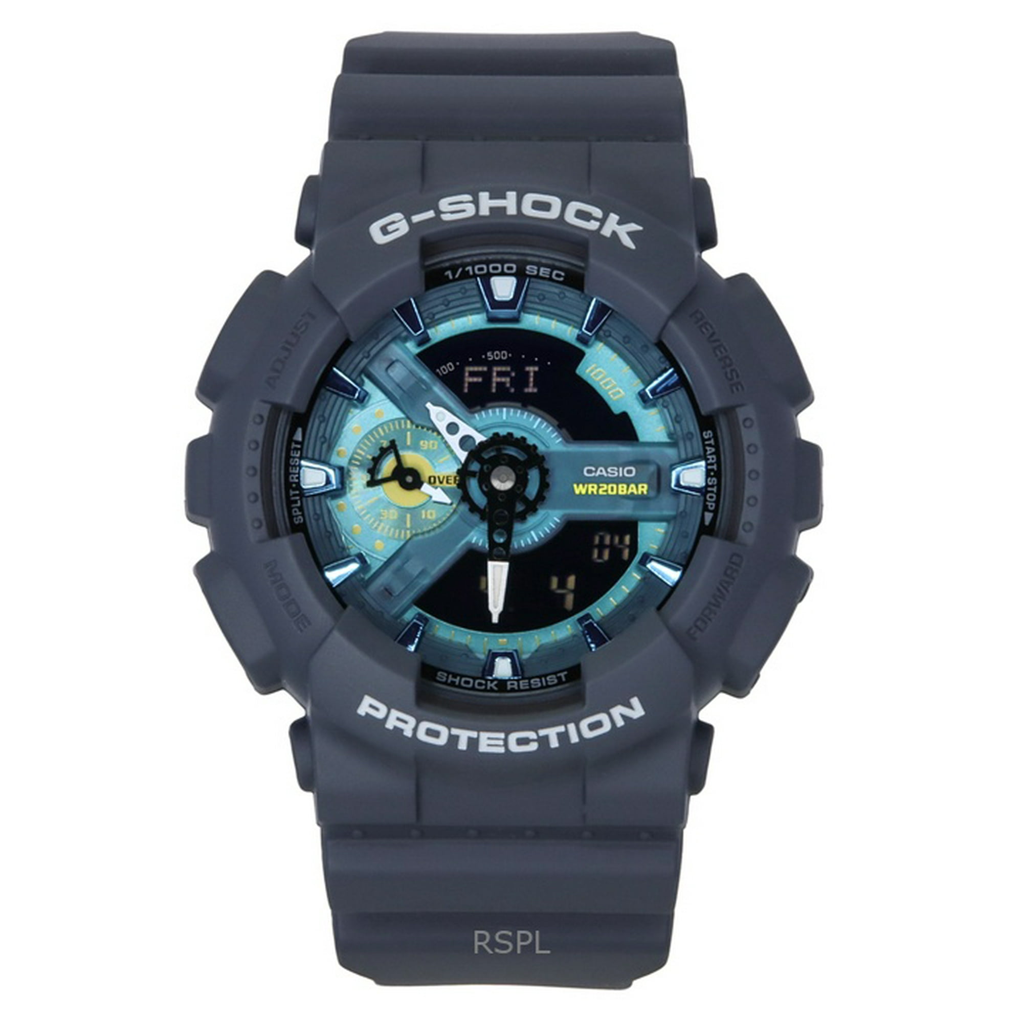 Casio - Reloj Análogo Digital Para Hombre G-shock Correa De Resina Biobasada Dial Azul Quartz Ga-110as-2a 200m