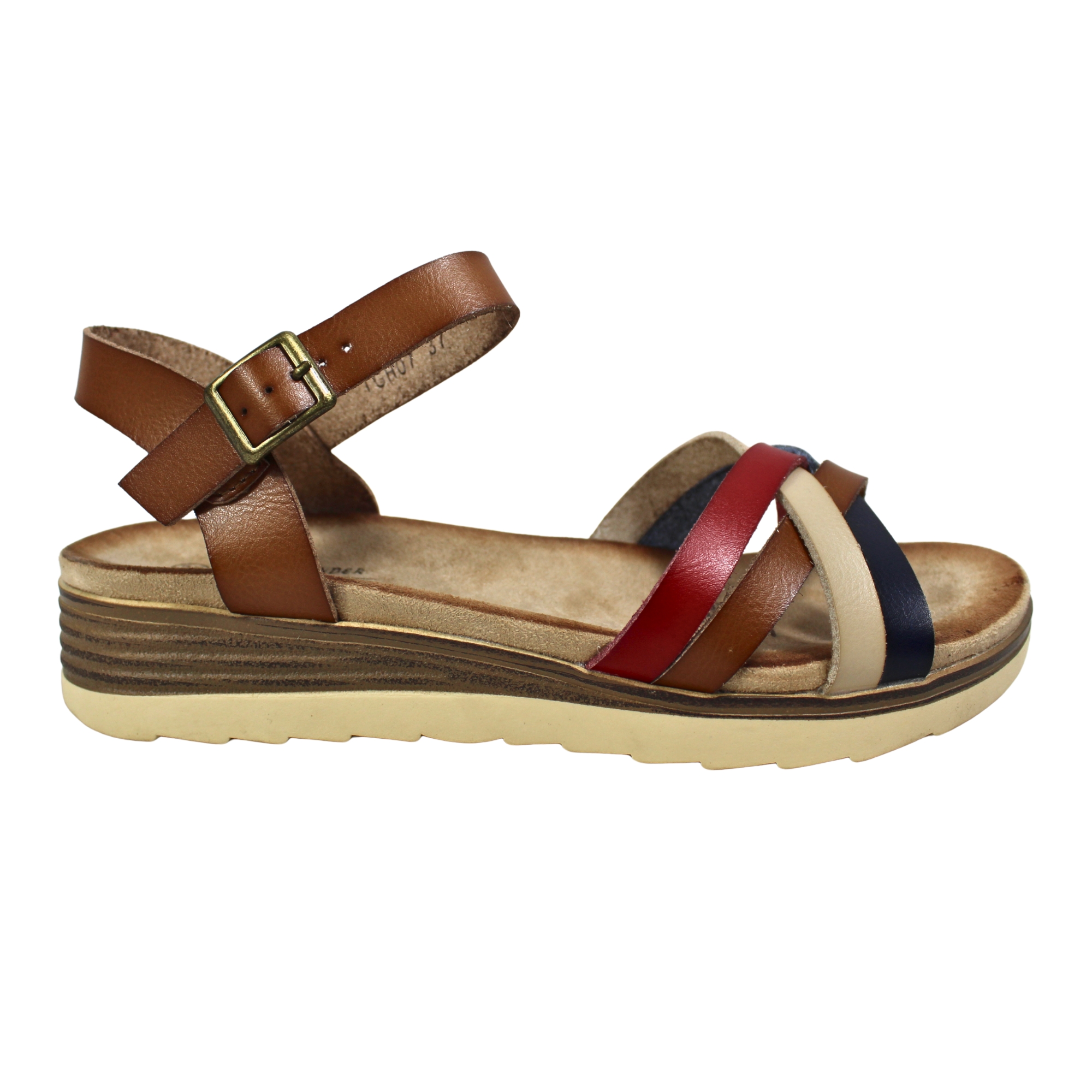 Megabazar Spa - Sandalia Mujer Con Plataforma Hebilla Tgh07 Beige