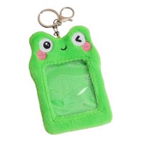 Magideal - Bonito Portatarjetas De Felpa, Funda Para Tarjeta De Identificación, Llavero Portátil De Dibujos Animados, Funda Portatarjetas, Funda Para Fotos Verde