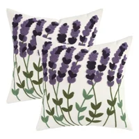 Casadeliacl - Fundas Para Cojines Sin Relleno 2 Unidades Diseños Bordados Violeta Flor