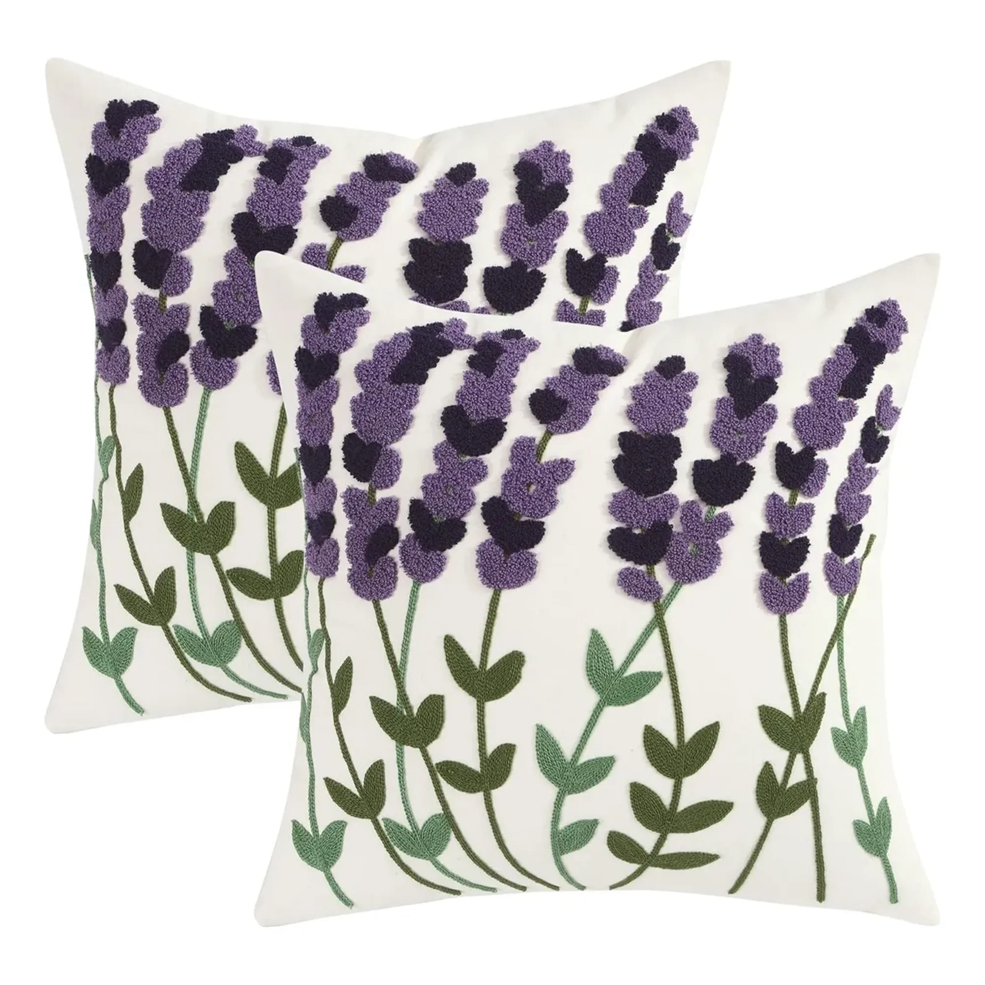 Casadeliacl - Fundas Para Cojines Sin Relleno 2 Unidades Diseños Bordados Violeta Flor