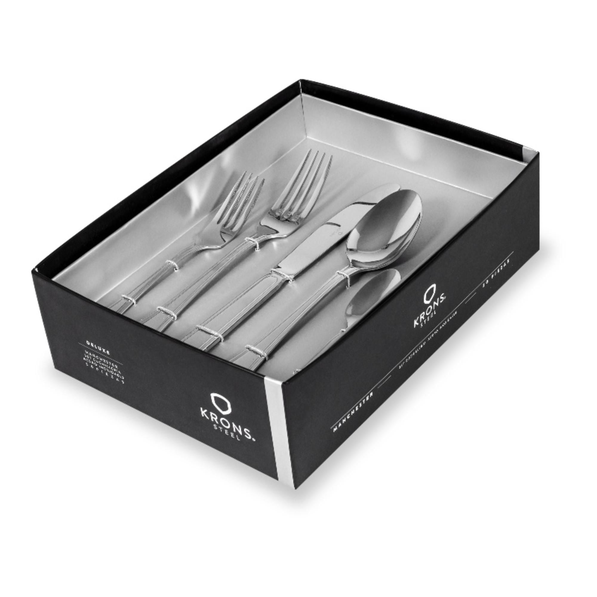 Krons - Cuchillería 30 Piezas Manchester Acero Plata