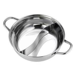 Magideal - Olla Caliente Dividida, Olla Caliente De Doble Sabor Para Placa De Inducción, Olla Shabu Shabu De Acero Inoxidable Para Fiesta, Restaurante Y Hogar