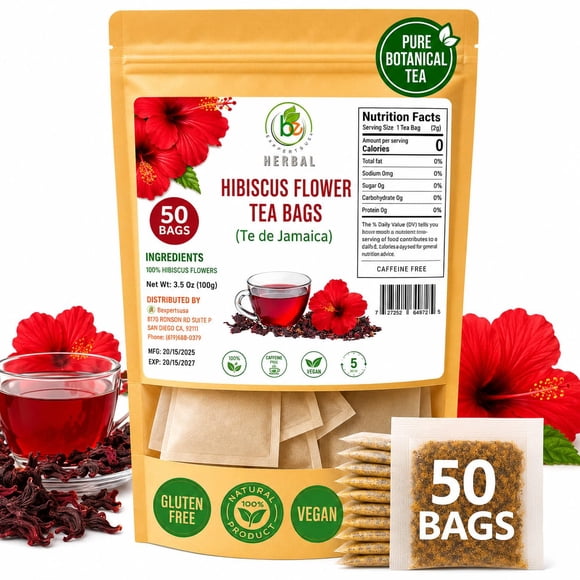 Té B-Experts de Hibisco 50 Bolsas 100 g Natural Vegano