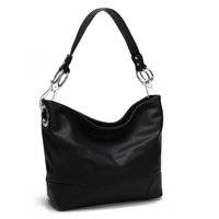 Bolso Hobo Para Mujer, Mkf Collection, Bolso De Hombro De Cuero Vegano Suave, Espacioso Y Casual - Negro