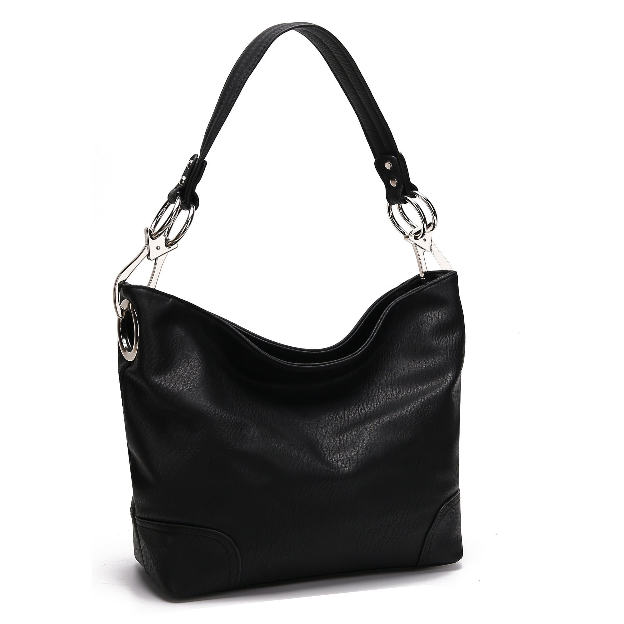 Bolso Hobo Para Mujer, Mkf Collection, Bolso De Hombro De Cuero Vegano Suave, Espacioso Y Casual - Negro