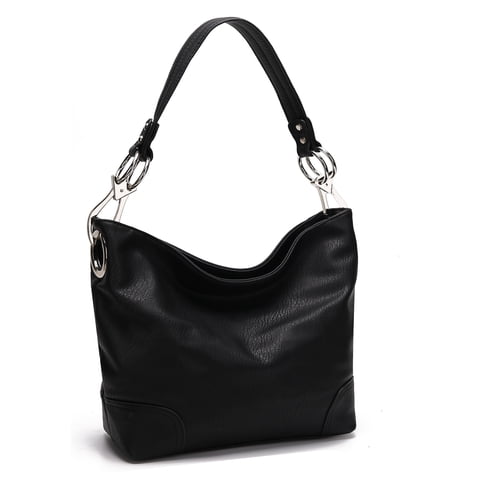 Bolso Hobo Para Mujer, Mkf Collection, Bolso De Hombro De Cuero Vegano Suave, Espacioso Y Casual - Negro