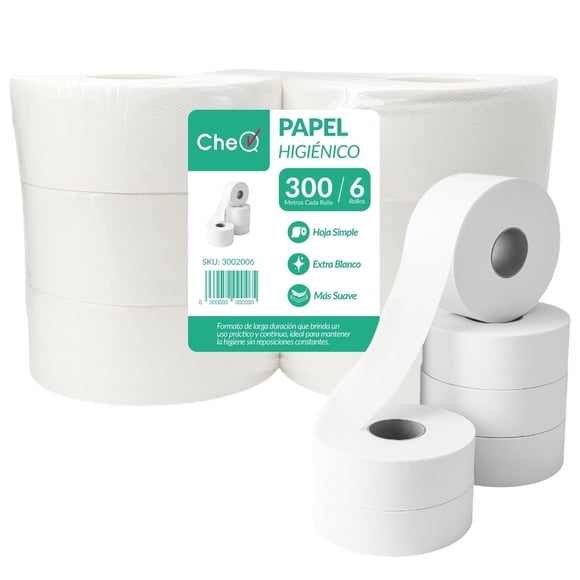 Papel Higienico Industrial por Mayor 6 x 300 Metros Cheq