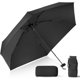 thumbnail image 1 of Paraguas de viaje compacto con estuche - Mini paraguas para bolso, diseño pequeño, ligero y diminuto, perfecto para sombrillas de exterior, para sol y lluvia, color negro., 1 of 7