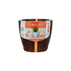 Floridis - Macetero Marron Marmol Amsterdam 28Cm Alto Con Plato