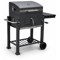 Lore - Parrilla / Parrillera A Carbón Con 1 Mesa Lateral Tapa Y Termómetro | Con Ruedas Y Mesa