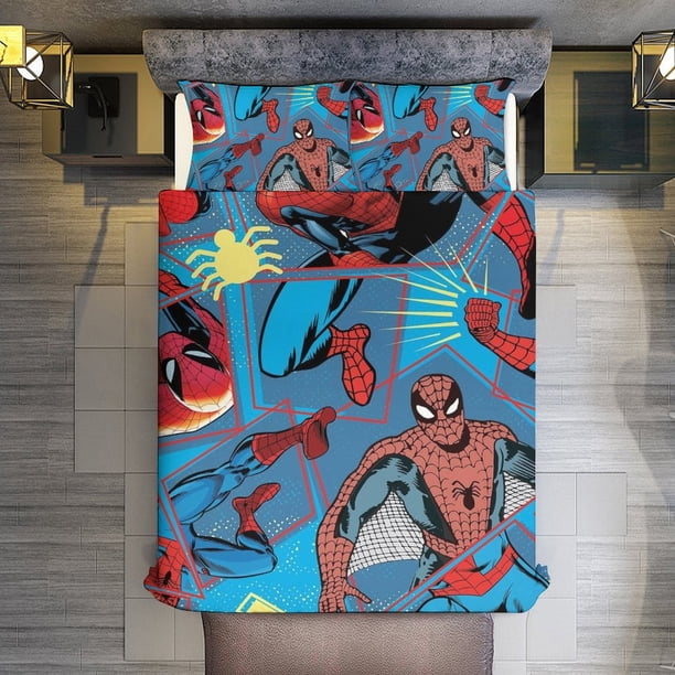 Spider-Man 3 Pieces Duvet Cover Set Full Size Super Soft Fade Resistant Microfiber