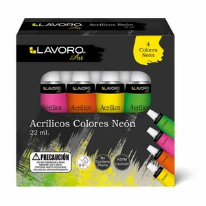 Pintura Acrilica 4 Colores Neon 4 Lavoro