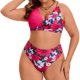 thumbnail image 5 of Agnes Orinda Conjunto de Bikini de 2 Piezas para Mujer de Talla Grande Trajes de Baño Floral de Cintura Alta Realce Impreso para Vacaciones en la Playa Fiesta en la Piscina Talla 3X Rojo Rosa, 5 of 8