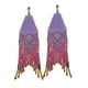 thumbnail image 1 of Aro de Mostacilla Checa con Ganchitos de Peltre Echapado en Oro - Estilo Sirena Tonos Morados, 1 of 1