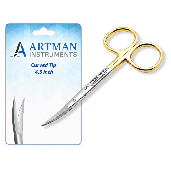 Tijeras Artman Instruments de 11 cm con mango curvo dorado