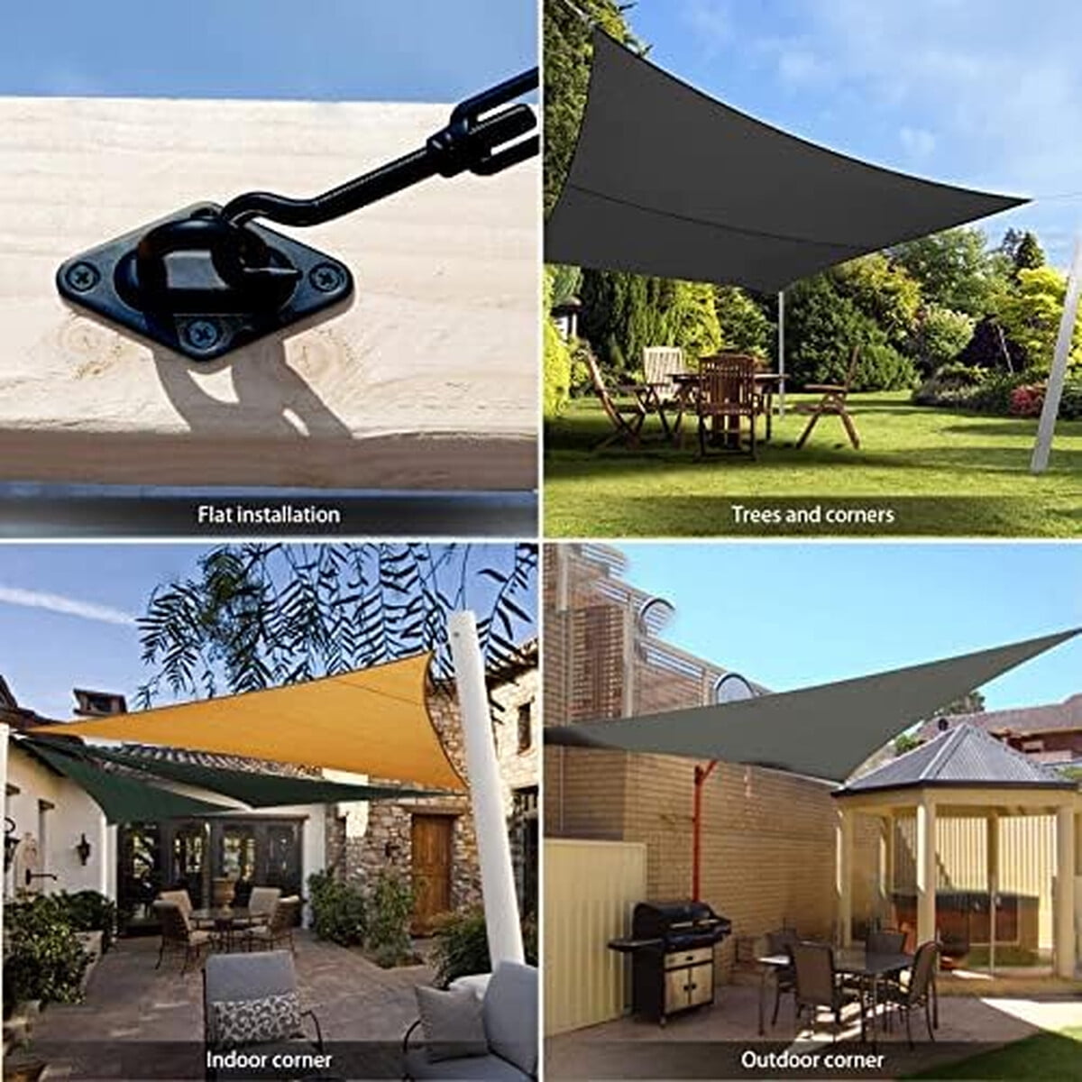 Kit Fijación Lona Sombra Hyasia Acero Inoxidable 6in Rectangular