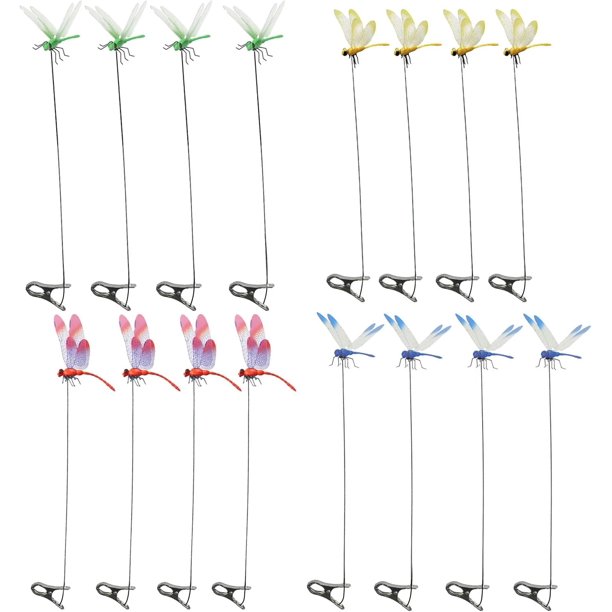 Clips libélula repelente insectos 12 pack realista 3D estacas jardín sombrero alejar insectos