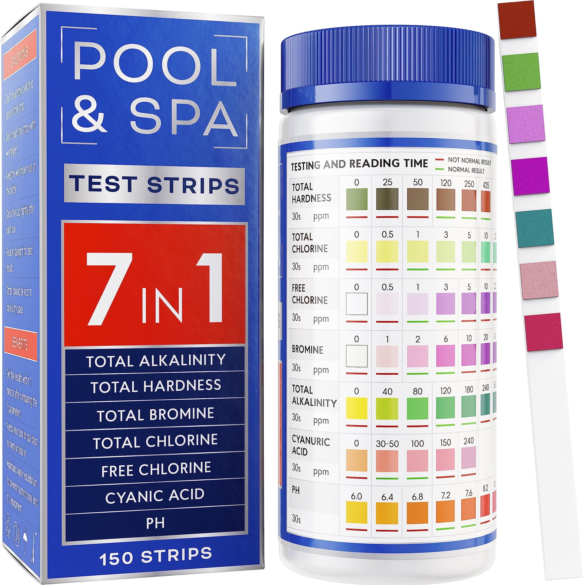 Bestprod - Tiras Reactivas Para Piscinas Y Spas, Kit De Prueba 7 En 1, 150, 2024