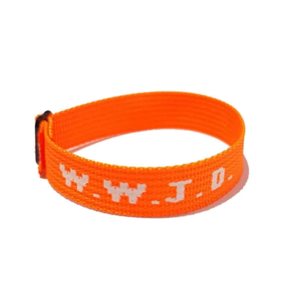 Pulsera unisex con estampado de letras jacquard y correa de muñeca ajustable WWJD