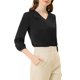 thumbnail image 4 of INSPIRE CHIC Blusa de Satén para Mujer Casual Sólida de Manga Larga con Cuello en V Camisas M Negro, 4 of 6