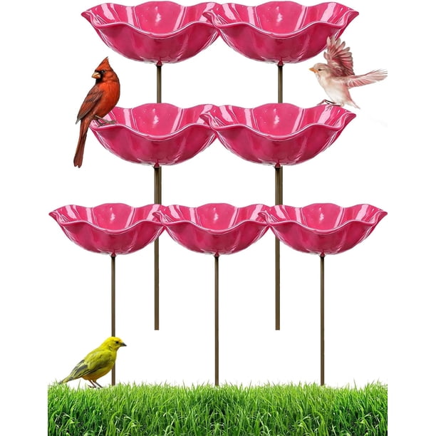 Estaca jardín flor metal hecha mano baño pájaros estación riego abejas mariposas exterior