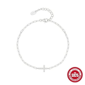 Pulsera Heshpaws S925 Sterling Silver Cross Ajustable Plata