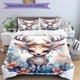 thumbnail image 1 of Set of 3 Beautiful Reindeer Artwork Quilt - Comes with 1 Quilt Cover And 2 Pillowcases Washable in Machine - Perfect for Year-Round Use, 1 of 1