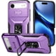 thumbnail image 1 of Funda Armada para iPhone 17 Air con Tapa Deslizante y Soporte Magnético Giratorio Morado, 1 of 5