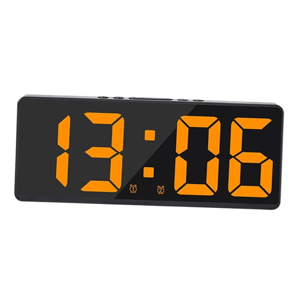 Despertador electrónico, pantalla LED USB con 2 alarmas con atenuador de repetición Brillo ajustable Modo de brillo 5 para personas mayores Oficina en Naranja