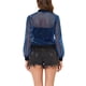thumbnail image 3 of INSPIRE CHIC Chaqueta Bomber para Mujer de Malla Transparente con Brillo Brillante de Manga Larga con Cremallera M Azul Oscuro, 3 of 6