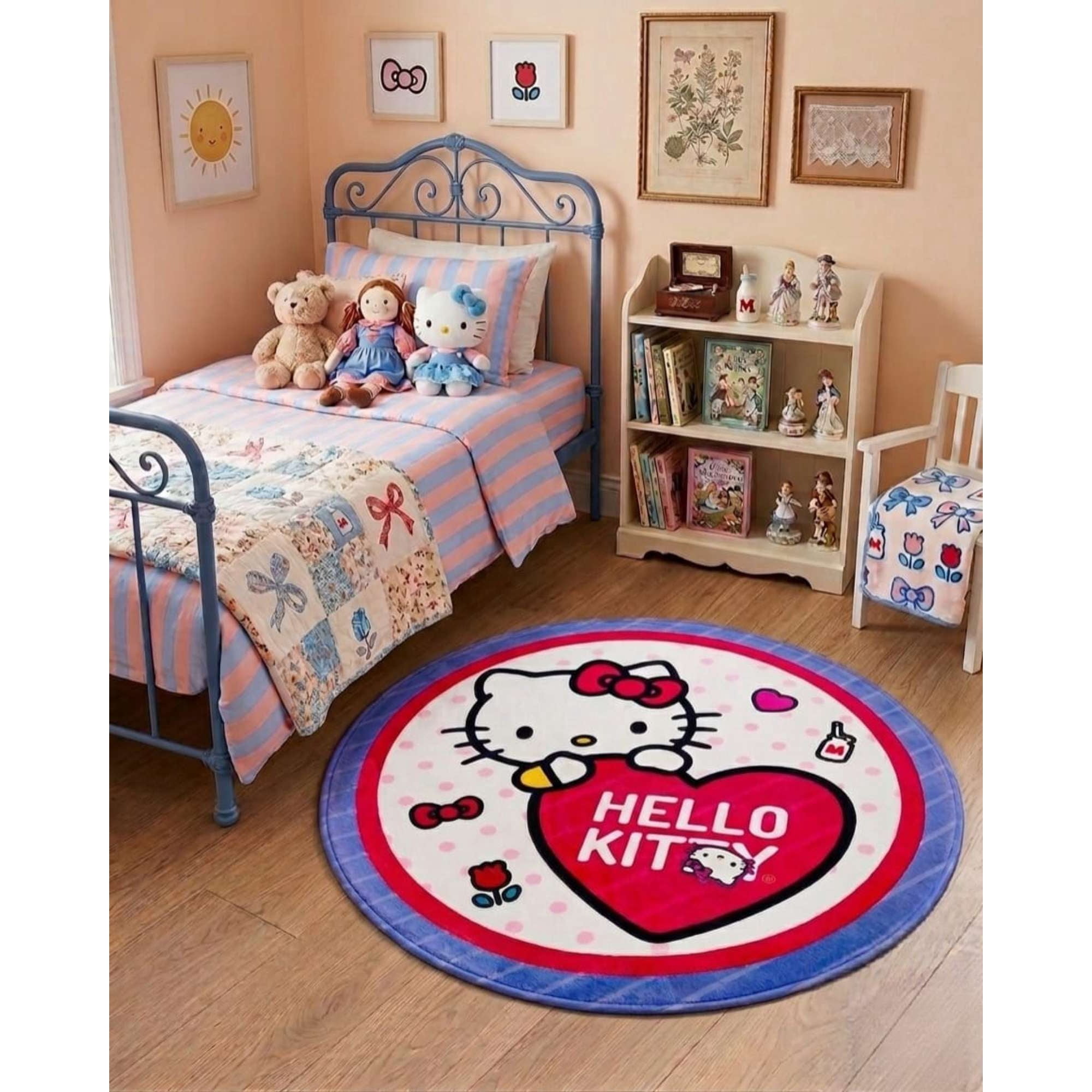 Mylhogar - Alfombra De Juego Para Niños Circular Suave 80cm De Hello Kitty