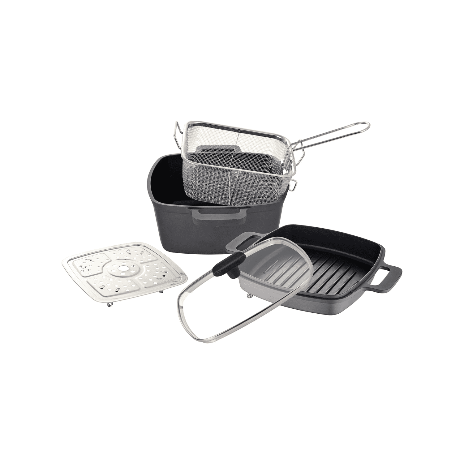 Bergner - Sarten Cuadrado Aluminio Fundido Foodies 5 En 1
