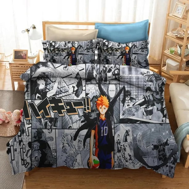 Anime Haikyuu Bedding Set,Duvet Cover Comforter Bed Set Quilt Cover Pillowcase, Boys Girls Adults Bed Sheets