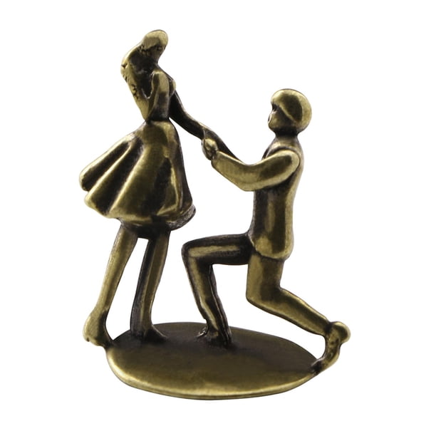 Mini estatua de pareja figura de propuesta en miniatura decoración del hogar regalo escultura artística moderna Día de San Valentín para estantería Of