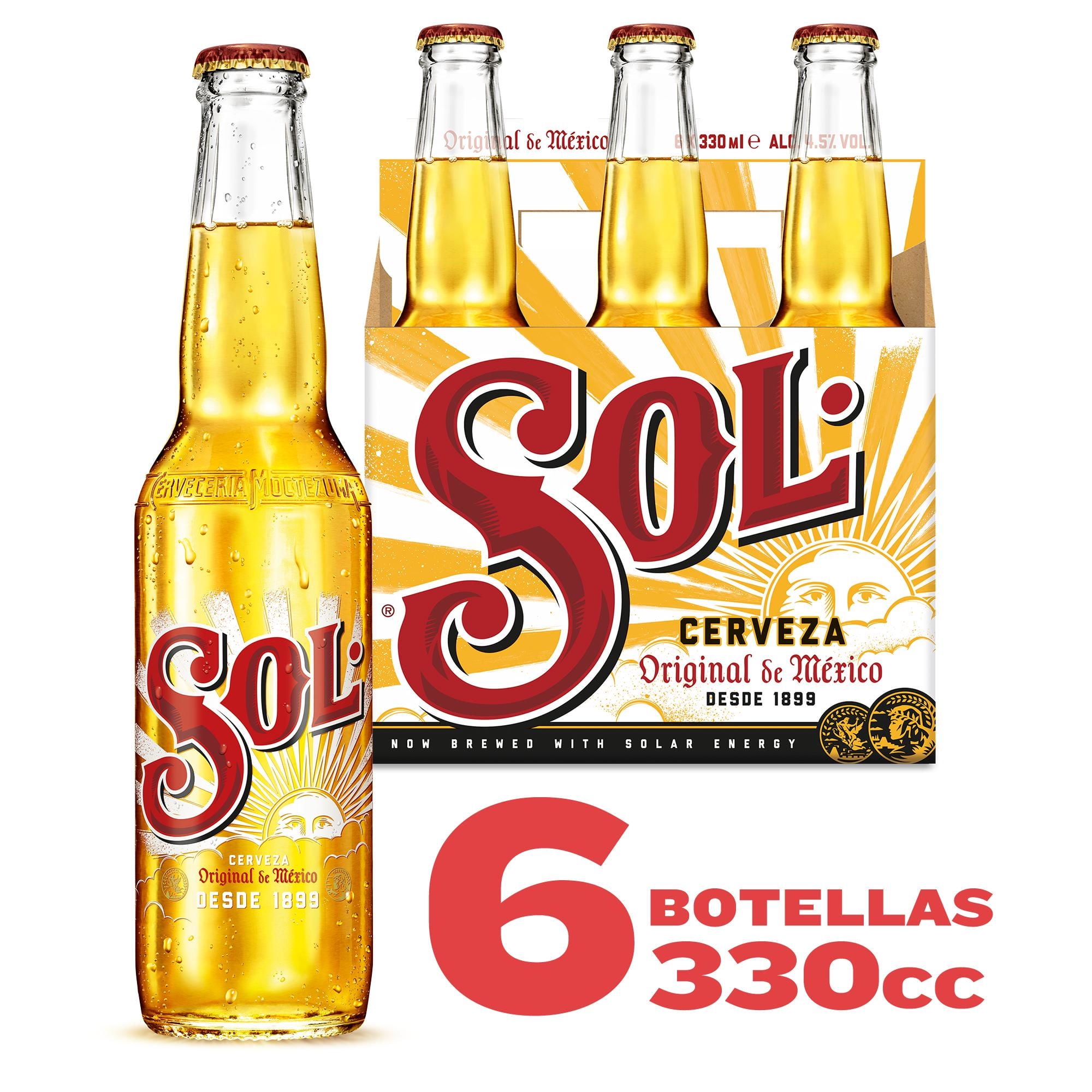 Cerveza Lager 4,5° Pack 6 Botella 330 ml Sol