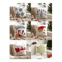 Casadeliacl - 6Pcs Funda De Cojín De Sofá De Navidad De 45X45Cm Decoración Blanco