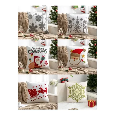 Casadeliacl - 6Pcs Funda De Cojín De Sofá De Navidad De 45X45Cm Decoración Blanco