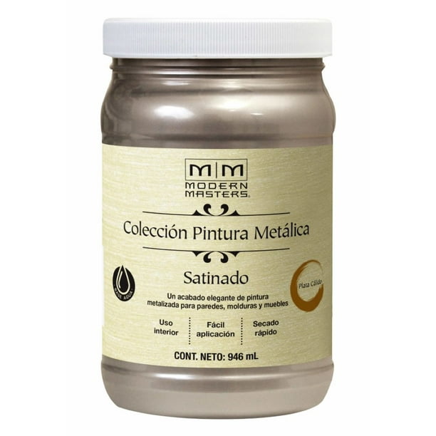 Pintura Base agua Metálica Satinada 946ml Plata Cálido