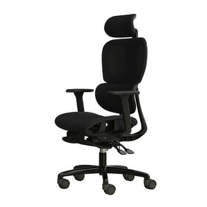 Crusec - Silla Oficina Élite Ergonómica Soporte Lumbar Cervical Ajustable - Negro