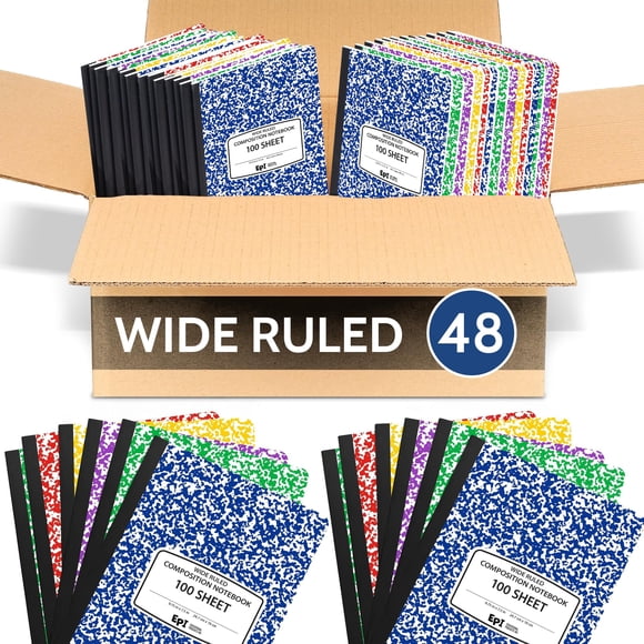 Cuadernos EPI de composición, paquete de 48, rayado ancho, 24 x 19 cm