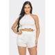 thumbnail image 2 of Conjunto De Top Corto De Verano Con Cuello Halter Cintura Elástica Y Dos Bolsillos Laterales Blanco (para Mujer), 2 of 2