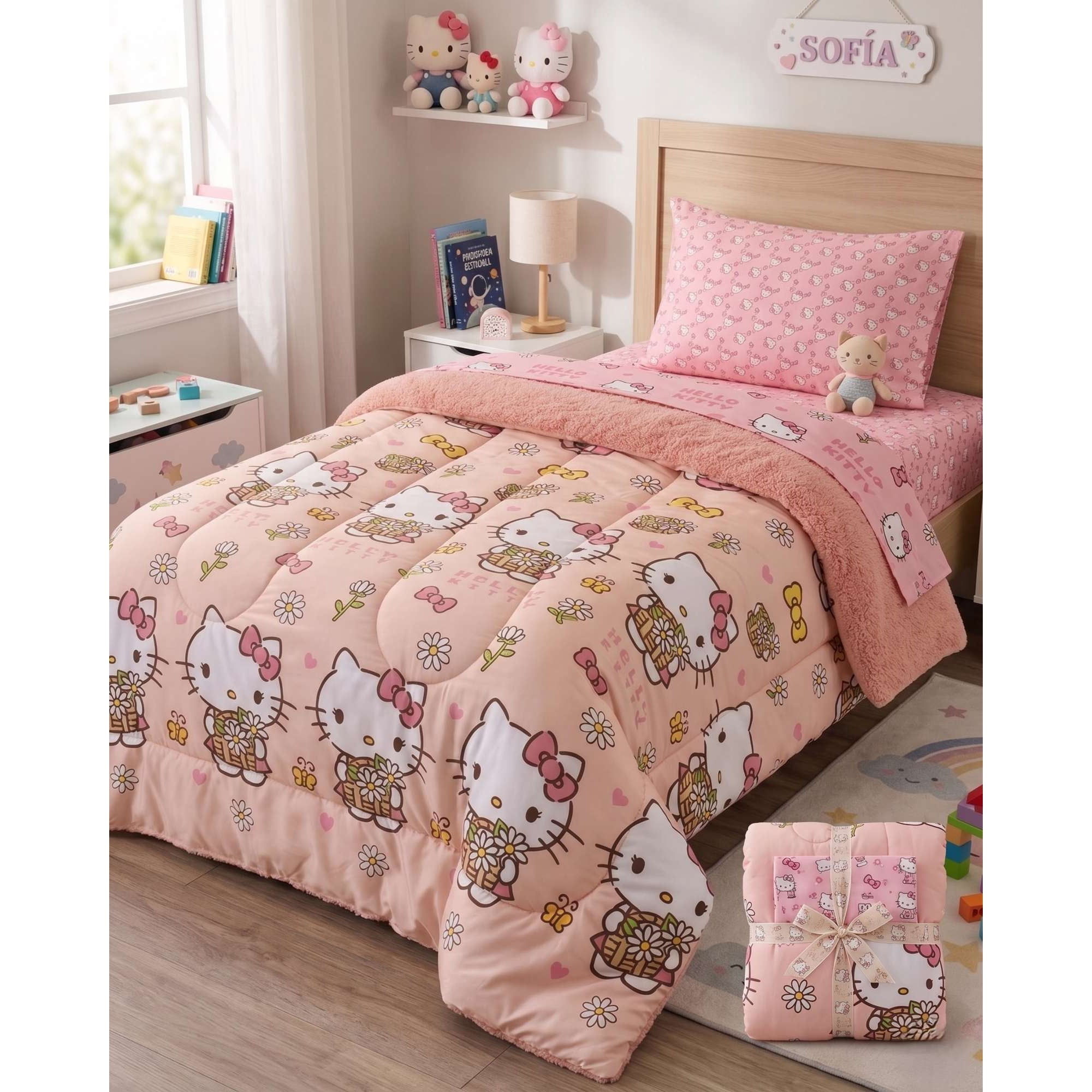 Myl Todo Hogar - Pack Cobertor Sherpa Infantil + Sabanas Verano Premium Plaza Y Media